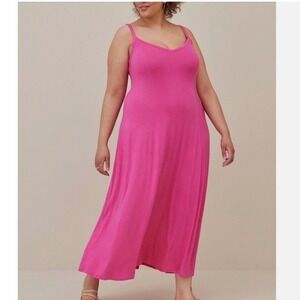 Torrid Womens Plus Size 4 Hot Pink Rayon Spandex Cami Maxi Dress 17315256